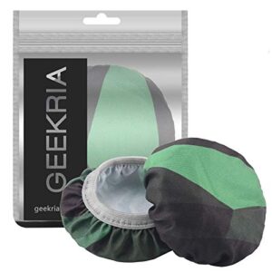 Geekria 2 Pairs Flex Fabric Headphones Ear Covers, Washable & Stretchable Sanitary Earcup Protectors for Over-Ear Headset Ear Pads, Sweat Cover for Warm & Comfort (M/Green)