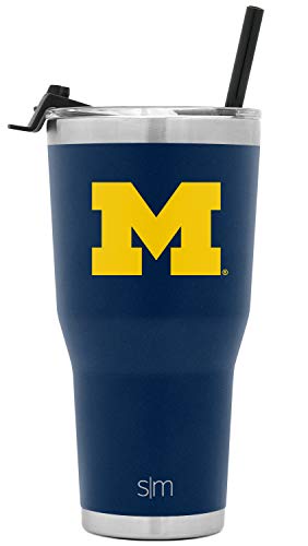 Simple Modern Officially Licensed Collegiate Michigan Wolverines Tumbler with Straw and Flip Lid | Insulated Stainless Steel 30oz Thermos | Cruiser Collection | University of Michigan