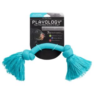 playology dri tech rope dog chew toy - for medium dogs (15-35lbs) peanut butter scented dog toys for heavy chewers - engaging, all-natural, interactive and non-toxic