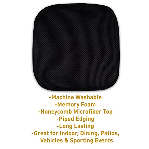 Sweet Home Collection Cushion Memory Foam Chair Pads Honeycomb Nonslip Back Seat Cover 16" x 16" , Black 6 Pack