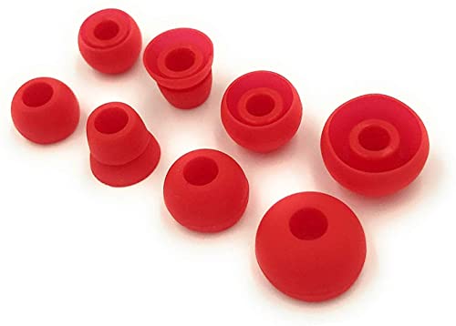 Softround Replacement Earbud Tips for Beats by Dr. Dre Powerbeats3 Powerbeats2 Wireless Stereo Headphones - Small, Medium, Large, and Double Flange (8pcs) (REd)