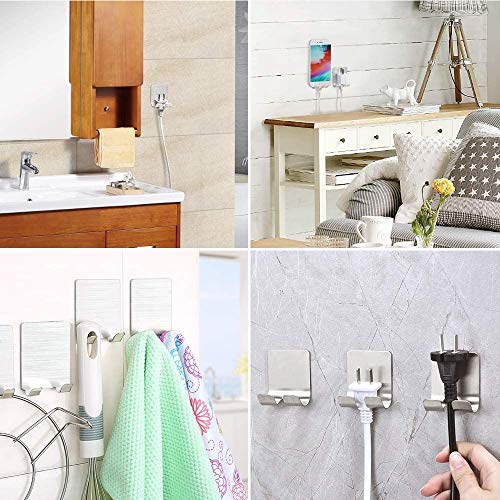 Deluxe Razor Holder for Shower-Hook Hanger Stand(4 Pack)Adhesive Stainless Steel Heavy Duty Utility Storage Hook,Shower Hook for Razor Bathroom Kitchen Organizer for Shaver Plug Robe Towel Loofah Coat