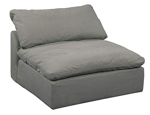 Sunset Trading Cloud Puff 3 Piece Performance Gray Grey 1` Slipcovered Modular Sectional Sofa, 132" Deep-Seating Down-Filled Couch