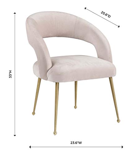 TOV Furniture Rocco Mid Century Modern Glam Dining Chair, 23.6", Blush