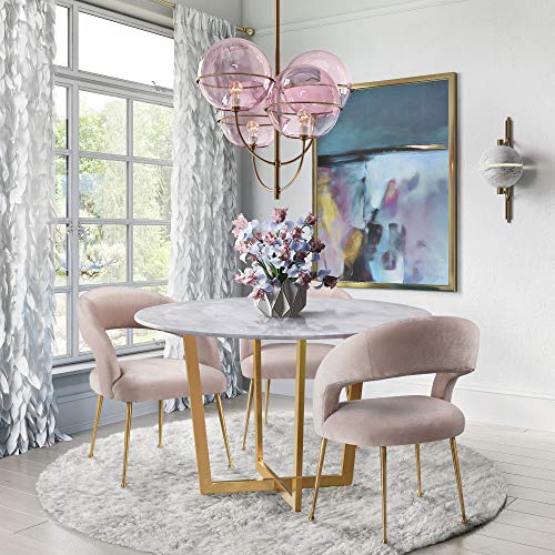 TOV Furniture Rocco Mid Century Modern Glam Dining Chair, 23.6", Blush
