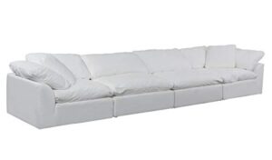 sunset trading cloud puff 4 piece modular performance white sectional slipcovered sofa,