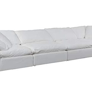 Sunset Trading Cloud Puff 4 Piece Modular Performance White Sectional Slipcovered Sofa,