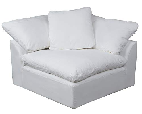 Sunset Trading Cloud Puff 2 Piece Modular Performance White Sectional Slipcovered Sofa, Moisture Resistant Fabric,