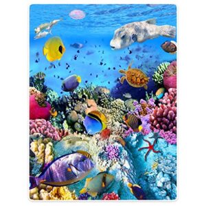 hommomh 60"x80" blanket comfort warmth soft plush throw for couch bright tropical fish