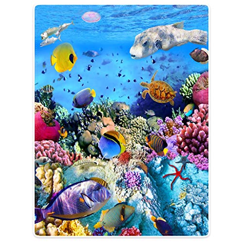 HommomH 60"x80" Blanket Comfort Warmth Soft Plush Throw for Couch Bright Tropical Fish