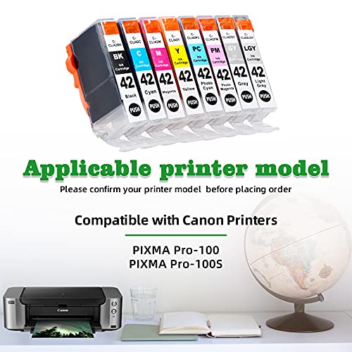 8 Pack Compatible CLI-42 CLI42 Multipack Ink Tanks Ink cartridges for Canon Pixma Pro-100 Pro100 Printers