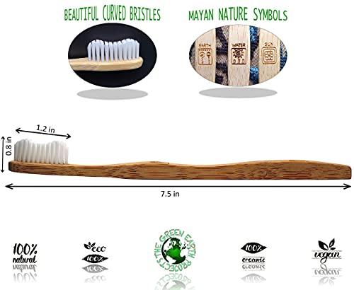 Organic Bamboo Toothbrushes - Eco-Friendly & Compostable 100% Biodegradable Wooden Handles - Durable BPA-Free Medium Soft Bristles - Vegan Manual Toothbrush for Adults with Sensible Gums (6Pack)