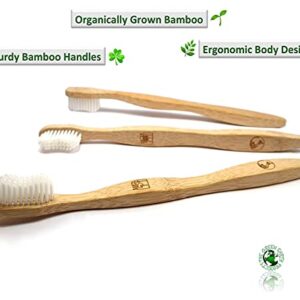 Organic Bamboo Toothbrushes - Eco-Friendly & Compostable 100% Biodegradable Wooden Handles - Durable BPA-Free Medium Soft Bristles - Vegan Manual Toothbrush for Adults with Sensible Gums (6Pack)