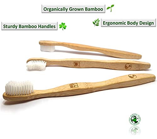 Organic Bamboo Toothbrushes - Eco-Friendly & Compostable 100% Biodegradable Wooden Handles - Durable BPA-Free Medium Soft Bristles - Vegan Manual Toothbrush for Adults with Sensible Gums (6Pack)