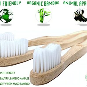 Organic Bamboo Toothbrushes - Eco-Friendly & Compostable 100% Biodegradable Wooden Handles - Durable BPA-Free Medium Soft Bristles - Vegan Manual Toothbrush for Adults with Sensible Gums (6Pack)