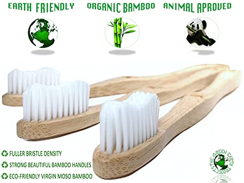 Organic Bamboo Toothbrushes - Eco-Friendly & Compostable 100% Biodegradable Wooden Handles - Durable BPA-Free Medium Soft Bristles - Vegan Manual Toothbrush for Adults with Sensible Gums (6Pack)