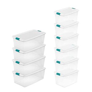 sterilite 106 quart (4 pack) & 64 quart (6 pack) latching clear plastic storage organizer tote tub container bin box for organization and storage