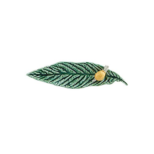 Bordallo Pinheiro 3 Inch Green Medlar Leaf with Snail Platter