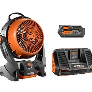 RIDGID 18 volt gen5x portable hybrid job site fan R860720 + R840087 battery & R840095 charger