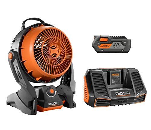 RIDGID 18 volt gen5x portable hybrid job site fan R860720 + R840087 battery & R840095 charger