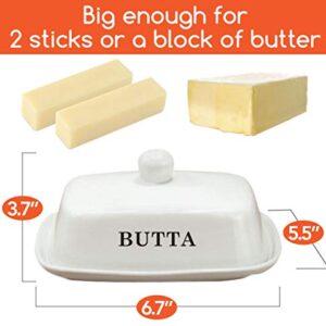 Butter Dish with Lid | Perfect Gift for Cooks | LARGE - Fits Block of Butter or 2 Sticks