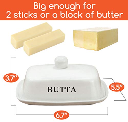 Butter Dish with Lid | Perfect Gift for Cooks | LARGE - Fits Block of Butter or 2 Sticks