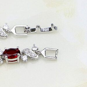 Nattaphol Red Cubic Zirconia White CZ 925 Sterling Silver Jewelry Charm Bracelet for Women Box
