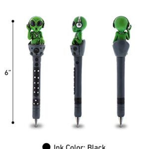 Planet Pens Alien DJ Novelty Pen - Fun and Unique Kids and Adults Ballpoint Pen, Cute Science Fiction Space Writing Pen Instrument For School & Office Desk Decor