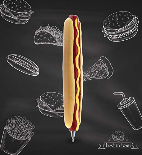 Planet Pens Hotdog Novelty Pen - Cool, Fun, Unique Kids & Adults Office Supplies Ballpoint Pen, Colorful Fast Food Writing Pen Instrument For School and Office