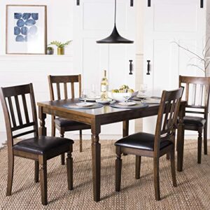 safavieh home collection kodiak 5 piece dining set, light oak and black