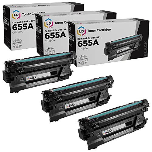 LD Compatible Toner Cartridge Replacements for HP 655A CF450A (Black, 3-Pack)