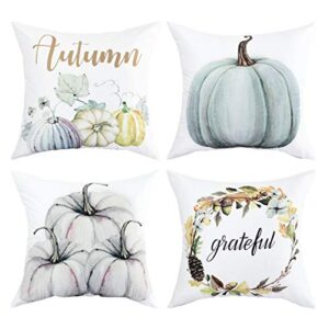 yastouay autumn throw pillow cover decorations pumpkin cushion couch cover pillow cases set of 4 for autumn thanksgiving day (blue-gray,18 x 18 inch)