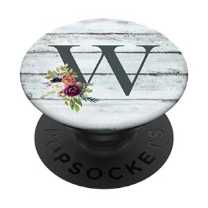 monogram initial w watercolor flower rustic country style popsockets popgrip: swappable grip for phones & tablets