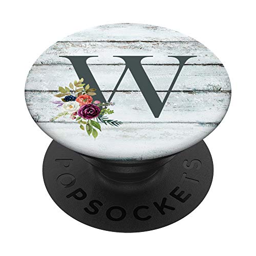 Monogram Initial W Watercolor Flower Rustic Country Style PopSockets PopGrip: Swappable Grip for Phones & Tablets