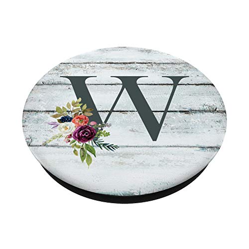 Monogram Initial W Watercolor Flower Rustic Country Style PopSockets PopGrip: Swappable Grip for Phones & Tablets