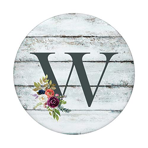 Monogram Initial W Watercolor Flower Rustic Country Style PopSockets PopGrip: Swappable Grip for Phones & Tablets