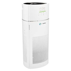 germ guardian hi-performance console air purifier with hepa filter, air quality sensor, 3 speeds, timer for large rooms, 28", white, ac9400w