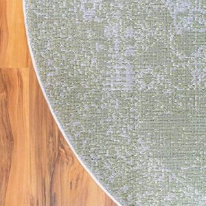 Unique Loom Bromley Collection Area Rug - Wells (3' Round, Green/ Ivory)