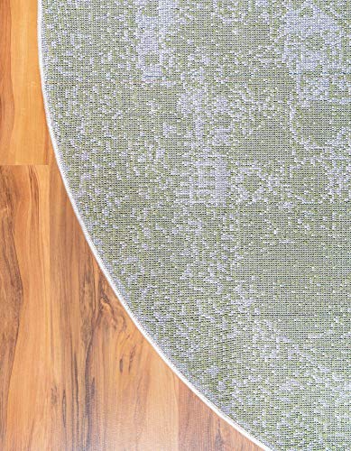 Unique Loom Bromley Collection Area Rug - Wells (3' Round, Green/ Ivory)