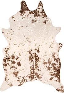 nuloom iraida contemporary faux cowhide area rug, 3' 10" x 5', brown