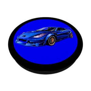 Sleek Speedy Blue Sports Car Image Art Design Gift PopSockets Swappable PopGrip