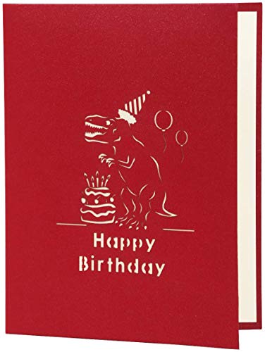 LANGXUN 3D Pop Up Dinosaur Happy Birthday Card, Jurassic Tyrannosaurus Card, Personalized Kid Funny Greeting Cards Birthday