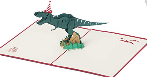 LANGXUN 3D Pop Up Dinosaur Happy Birthday Card, Jurassic Tyrannosaurus Card, Personalized Kid Funny Greeting Cards Birthday