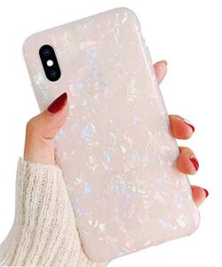 j.west iphone xs max case, luxury opal sparkle bling design crystal clear soft tpu silicone back protective phone case cover for girls women for apple iphone 10xs max 6.5 inch (colorful)