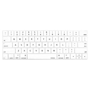 mosiso keyboard cover compatible with macbook pro with touch bar 13 and 15 inch 2019 2018 2017 2016 (model: a2159, a1989, a1990, a1706, a1707), silicone skin protector, white