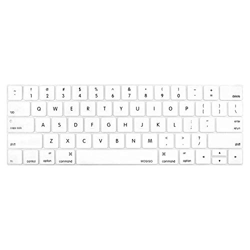MOSISO Keyboard Cover Compatible with MacBook Pro with Touch Bar 13 and 15 inch 2019 2018 2017 2016 (Model: A2159, A1989, A1990, A1706, A1707), Silicone Skin Protector, White