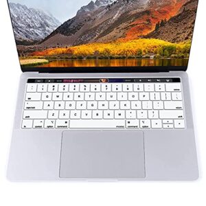MOSISO Keyboard Cover Compatible with MacBook Pro with Touch Bar 13 and 15 inch 2019 2018 2017 2016 (Model: A2159, A1989, A1990, A1706, A1707), Silicone Skin Protector, White