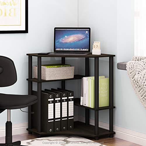 FURINNO Turn-N-Tube Space Saving, Corner Desk, Espresso/Black