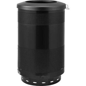 global industrial 55 gallon perforated steel receptacle with flat lid, black