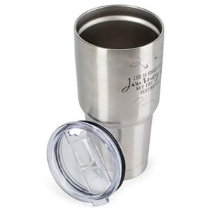 Life About Journey Compass 30 Ounce Stainless Steel Travel Coffee Mug With Lid